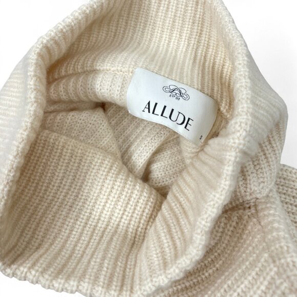Allude Cashmere Wool Ivory Off White Turtle Neck Sweater Women's Small Braided - Picture 4 of 7